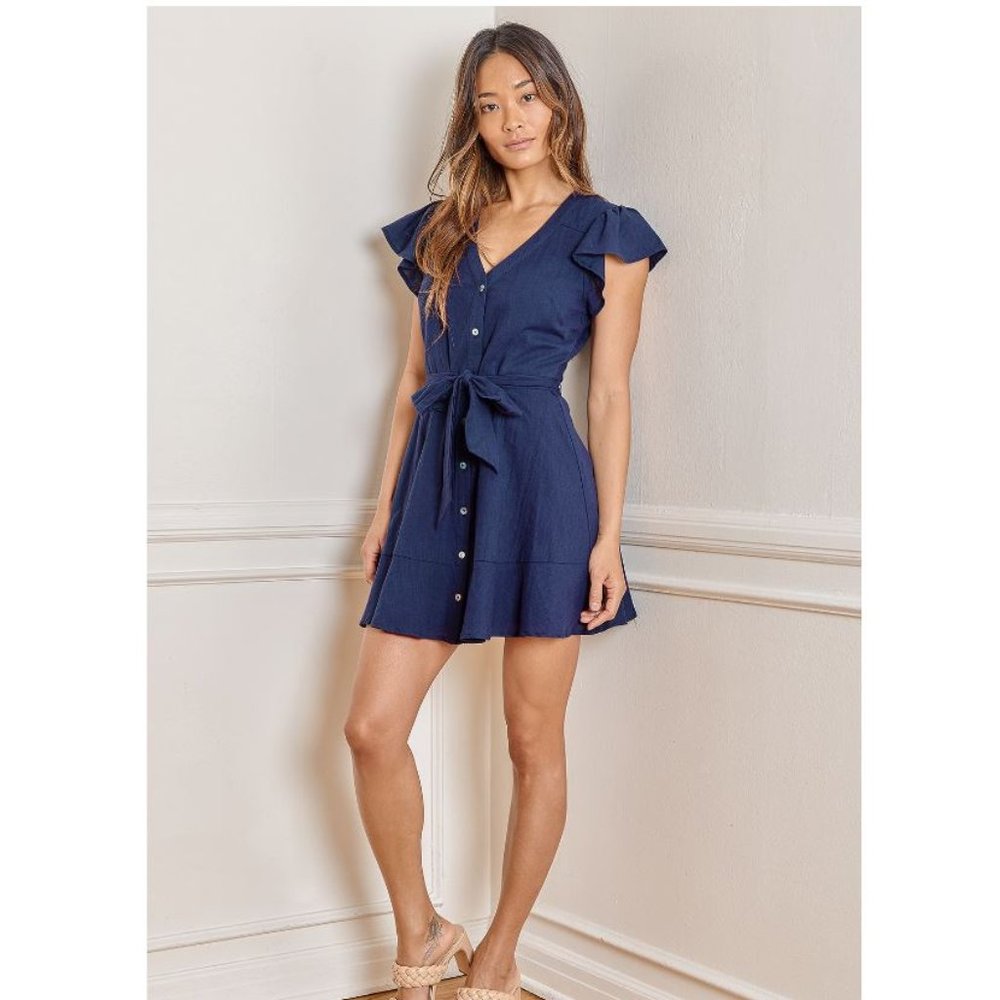 Lulu's Daytime Dreamer Navy Button-Up Dress